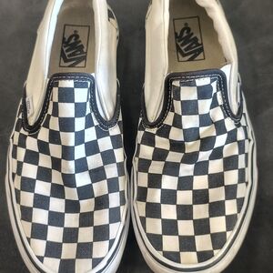 Vans Checkered Slip-On Shoes - Black and White Mens 8.5 Womens 10